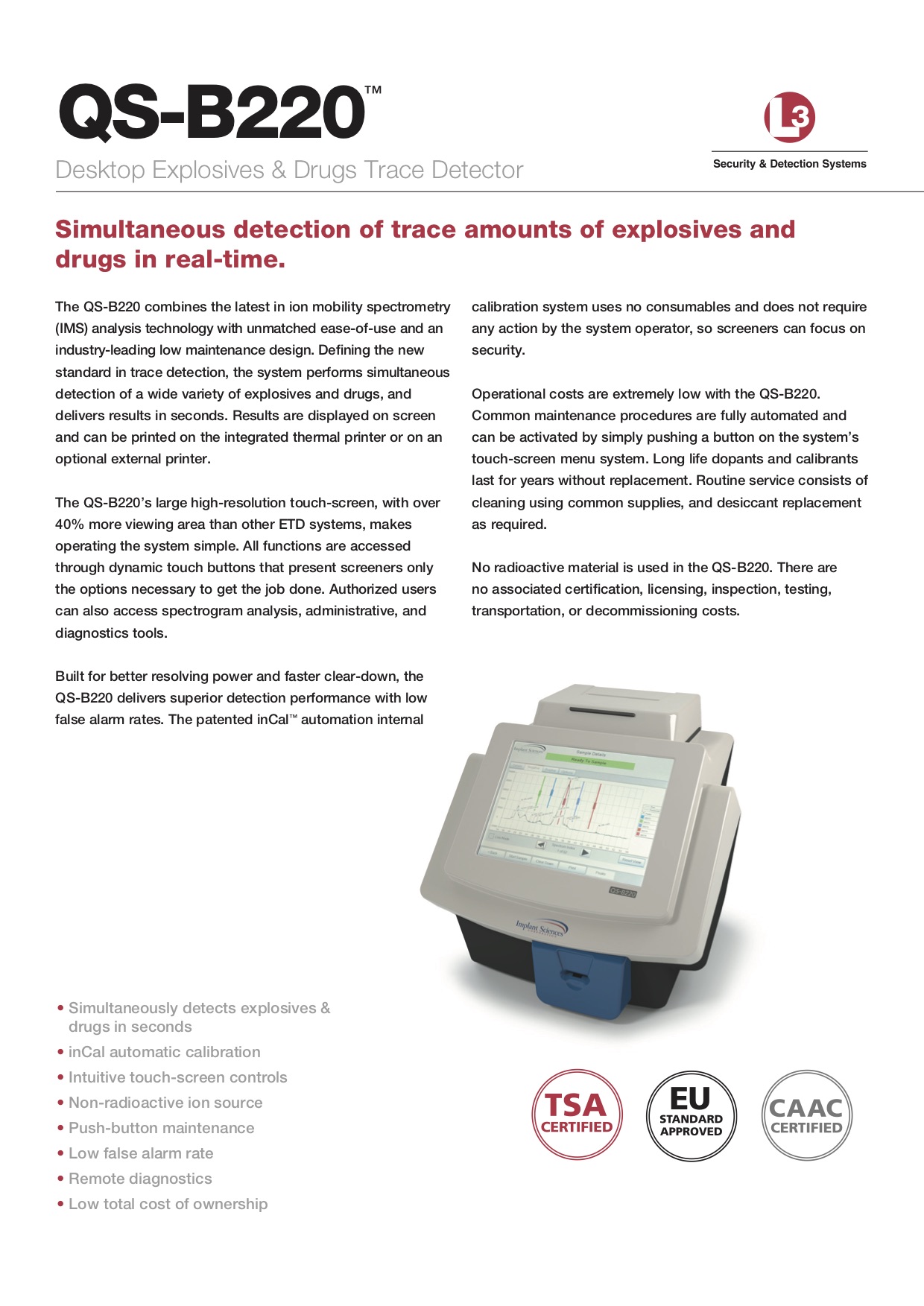 B220™ Desktop Trace Detector